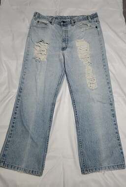 Vintage Levi's Orange Tab 505 Distressed Straight Leg Light Wash Jeans W36